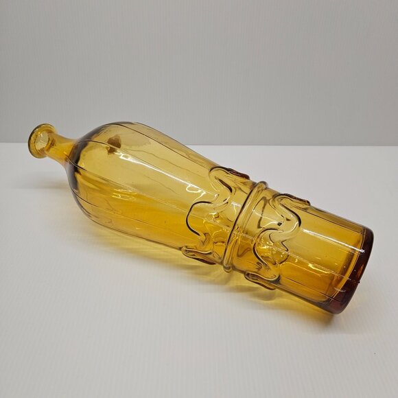 Vintage Empoli Rossini Italy Amber Glass Squiggly Glass Decanter - Picture 2 of 5